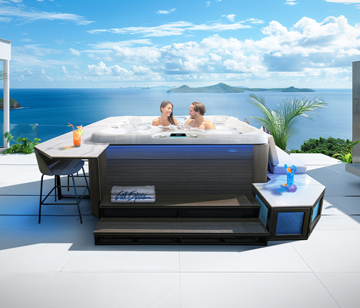 Calspas hot tub being used in a family setting - Shoreline